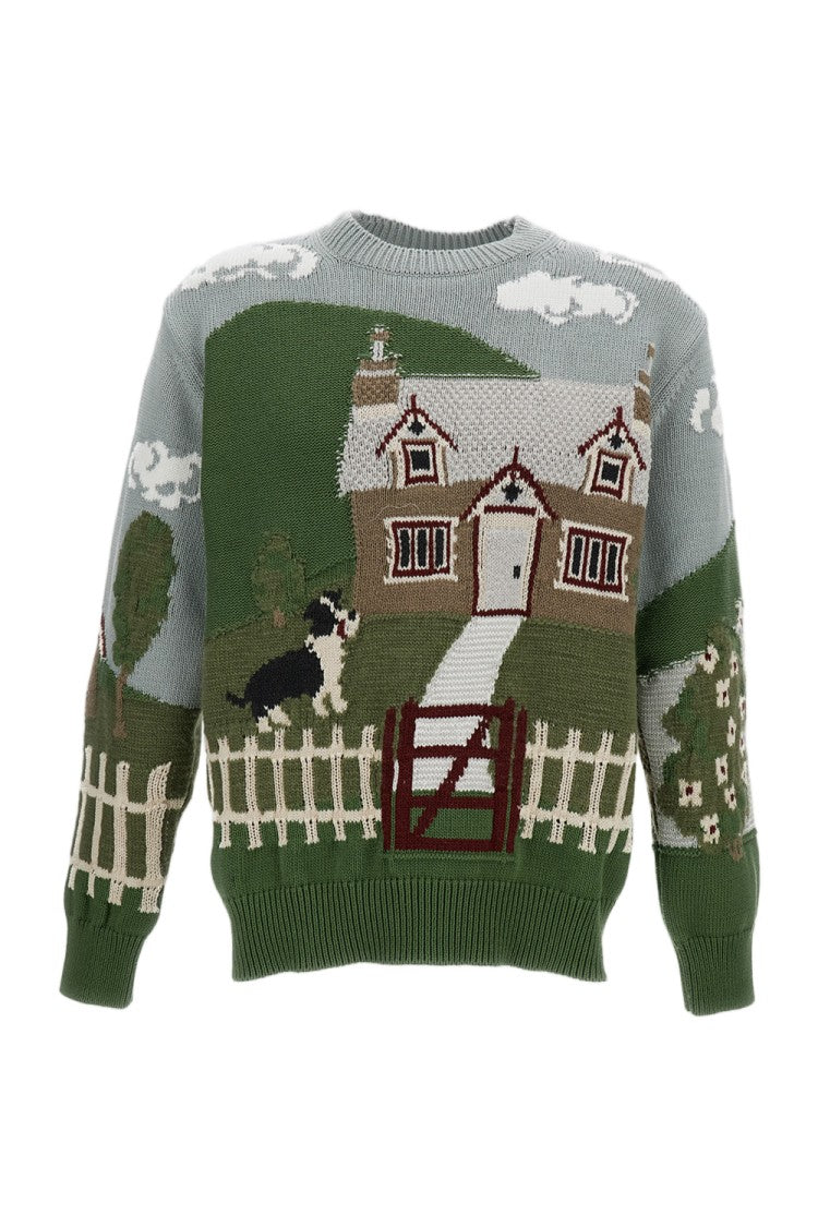 Junya Watanabe Multicolor Folk Intarsia Cotton-Wool Blend Sweater