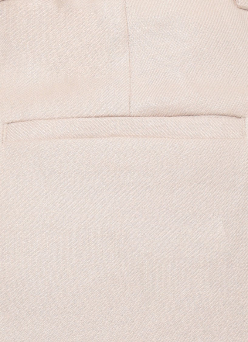 Peserico Cropped Tailored Linen Pants With Bright Light Details