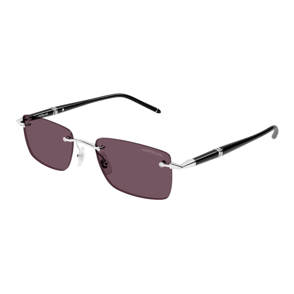 Montblanc Mb0344s Rimless Rectangular Sunglasses With Black Temples