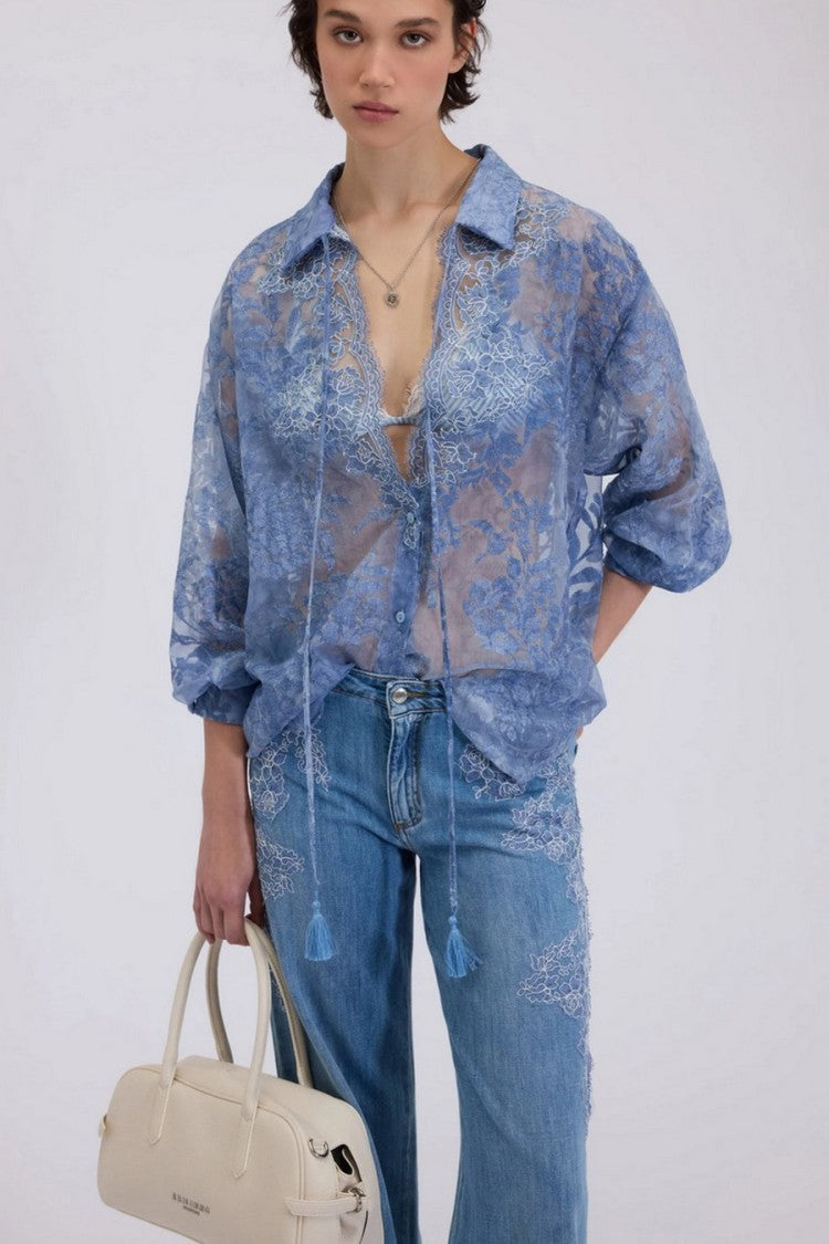 Ermanno Denim Silk Blouse
