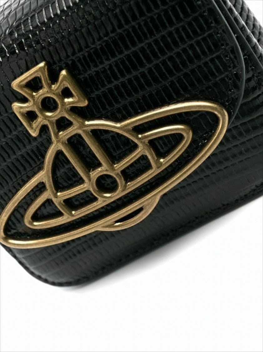 Vivienne Westwood Structured Black Tote Bag With Crocodile-Like Pattern