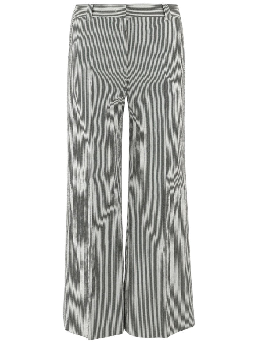 Ql2 Striped Stretch Cotton-Blend Pants