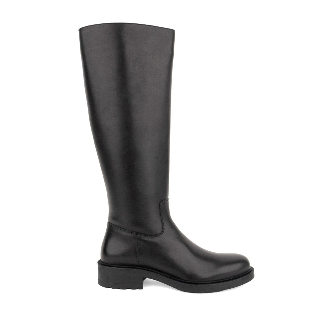 Sergio Moretti Black Sleek Flat Sole Side Zipper Leather Boots