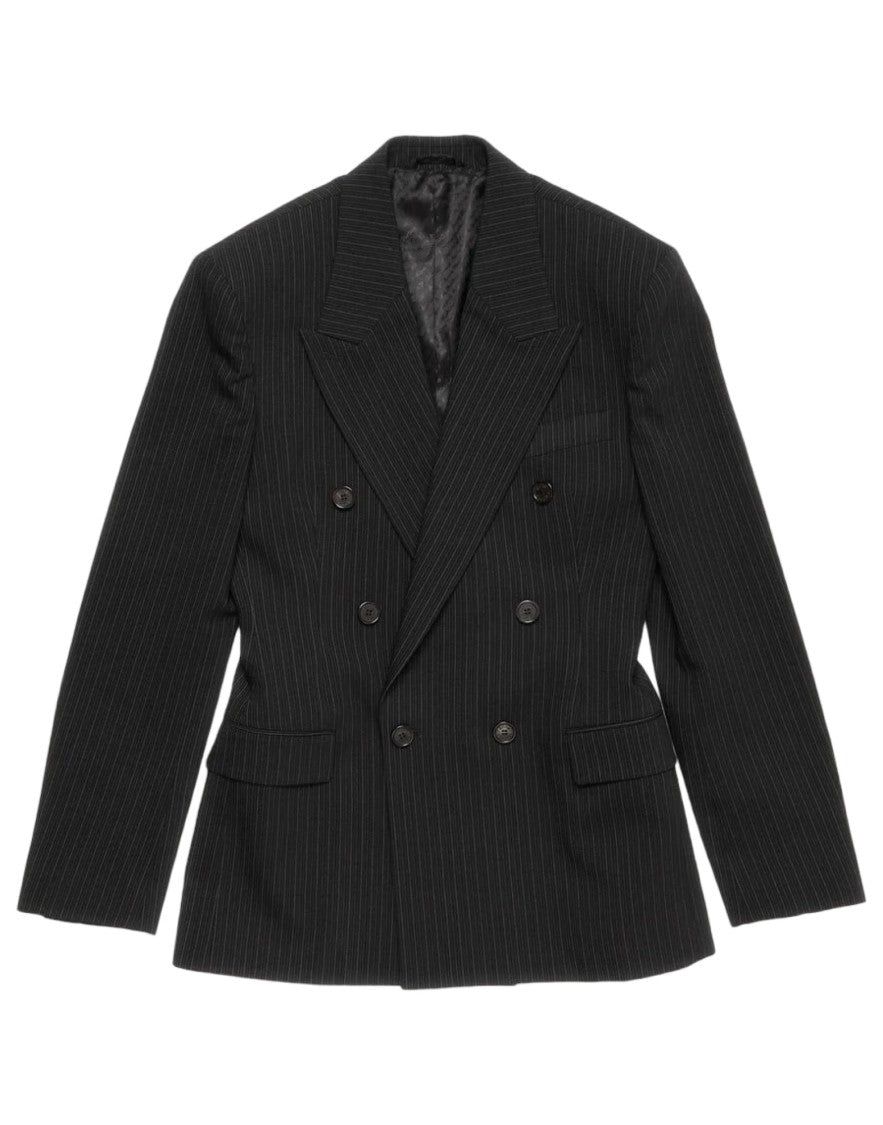 Acne Studios Double-Breasted Black Blazer With Pinstripe Pattern