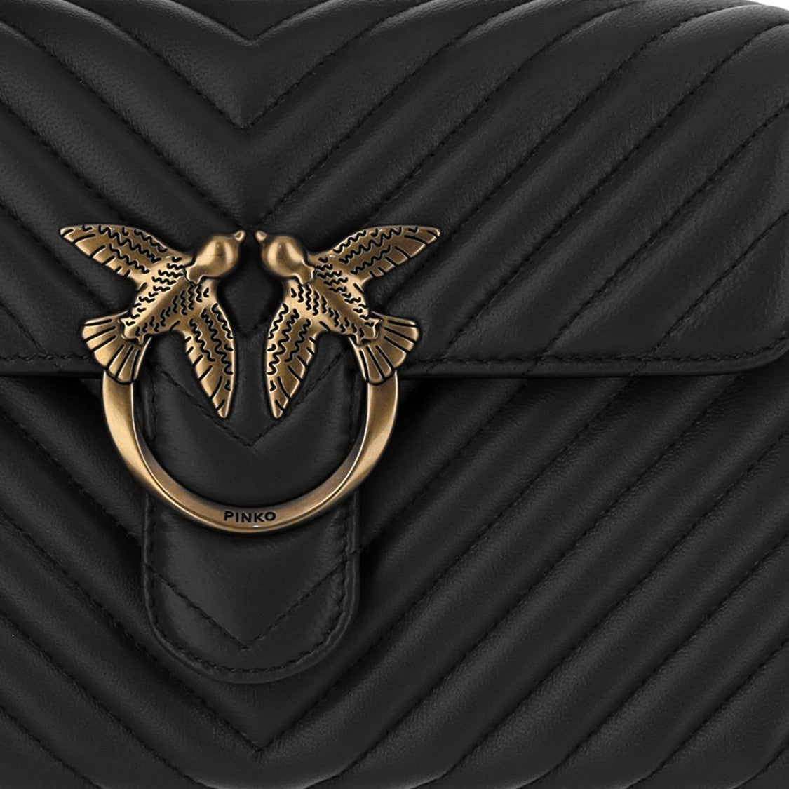 Pinko Black Love Lady Puff Big Quilted Leather Shoulder Bag