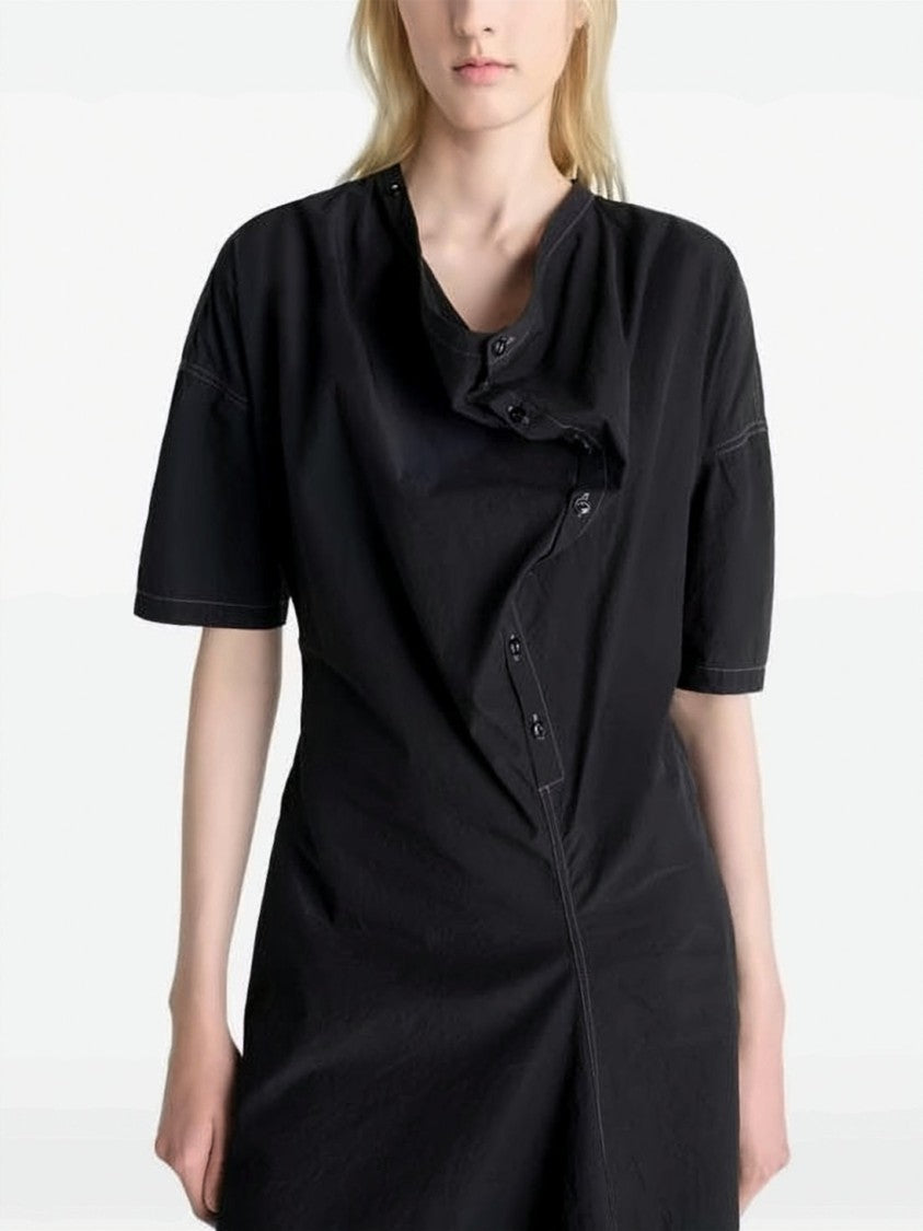 Lemaire Asymmetrical Button Closure Midi Dress With Structured Silhouette