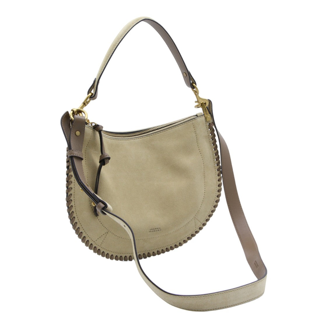 Isabel Marant Crescent-Shaped Suede Handbag With Whipstitch Details