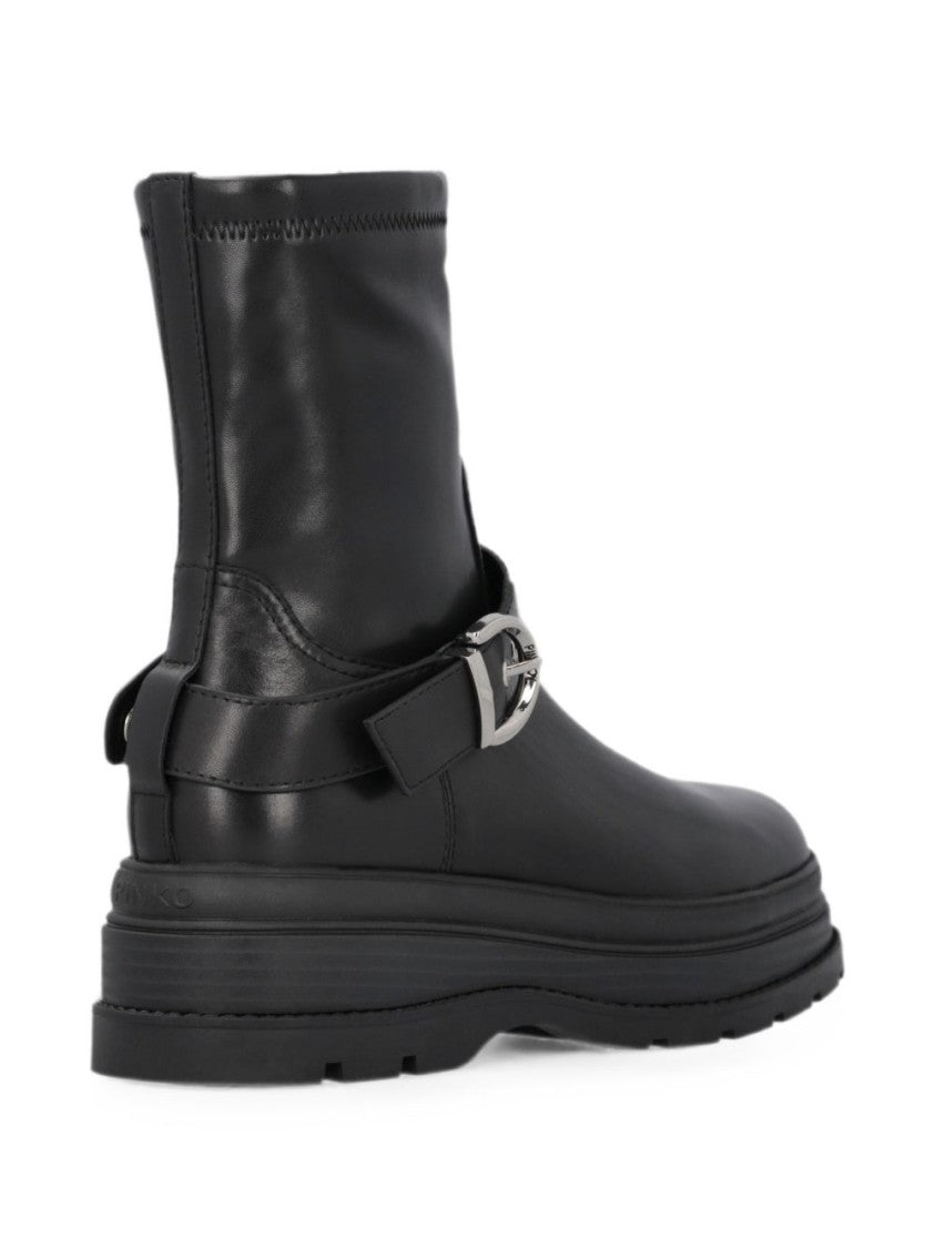 Pinko Black Mid-Calf Chunky Sole Boots