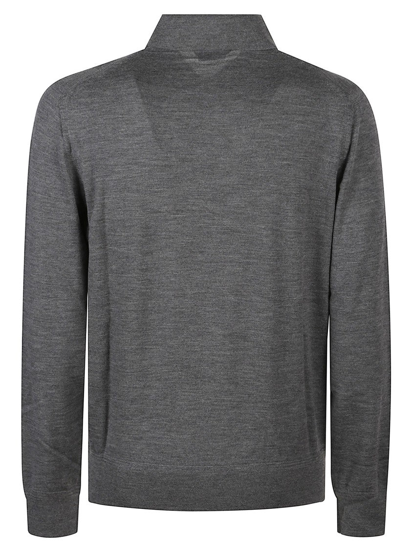 Tom Ford Grey Long-Sleeved Polo Shirt With Classic Collar And Refined Trim