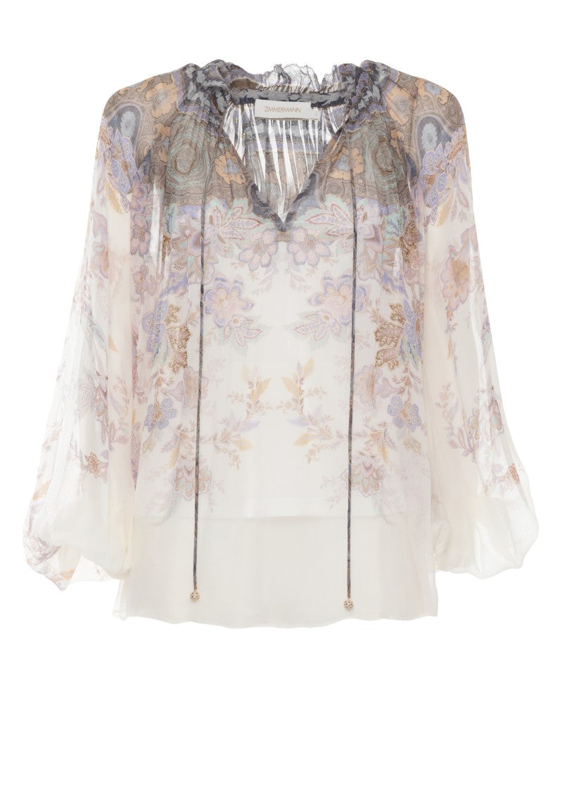 Zimmermann Ivory Luna Billow Paisley Blouse