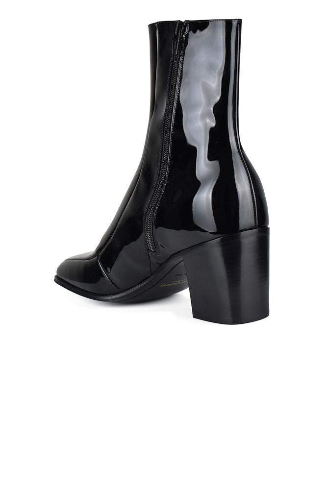 Saint Laurent Black Patent Leather Ankle Boots