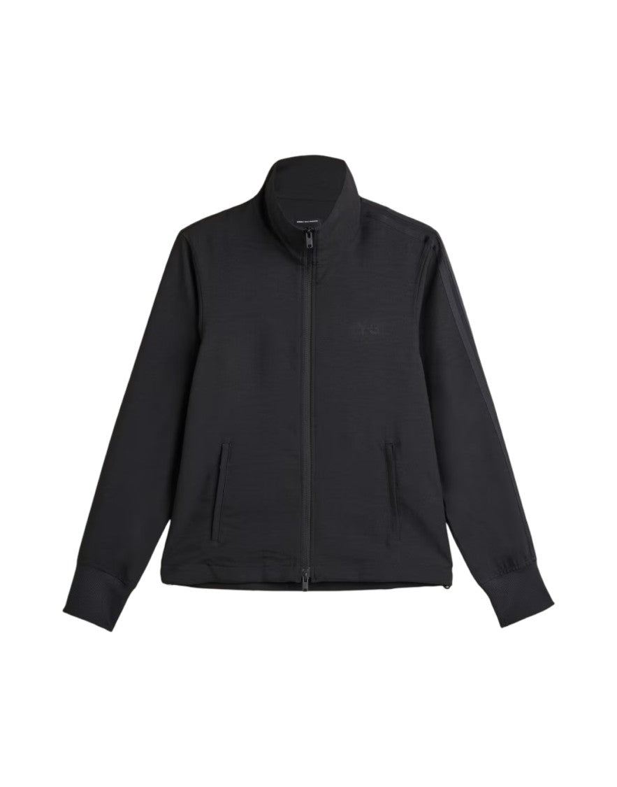 Y-3 Black Zip-Up Track Jacket With High Collar
