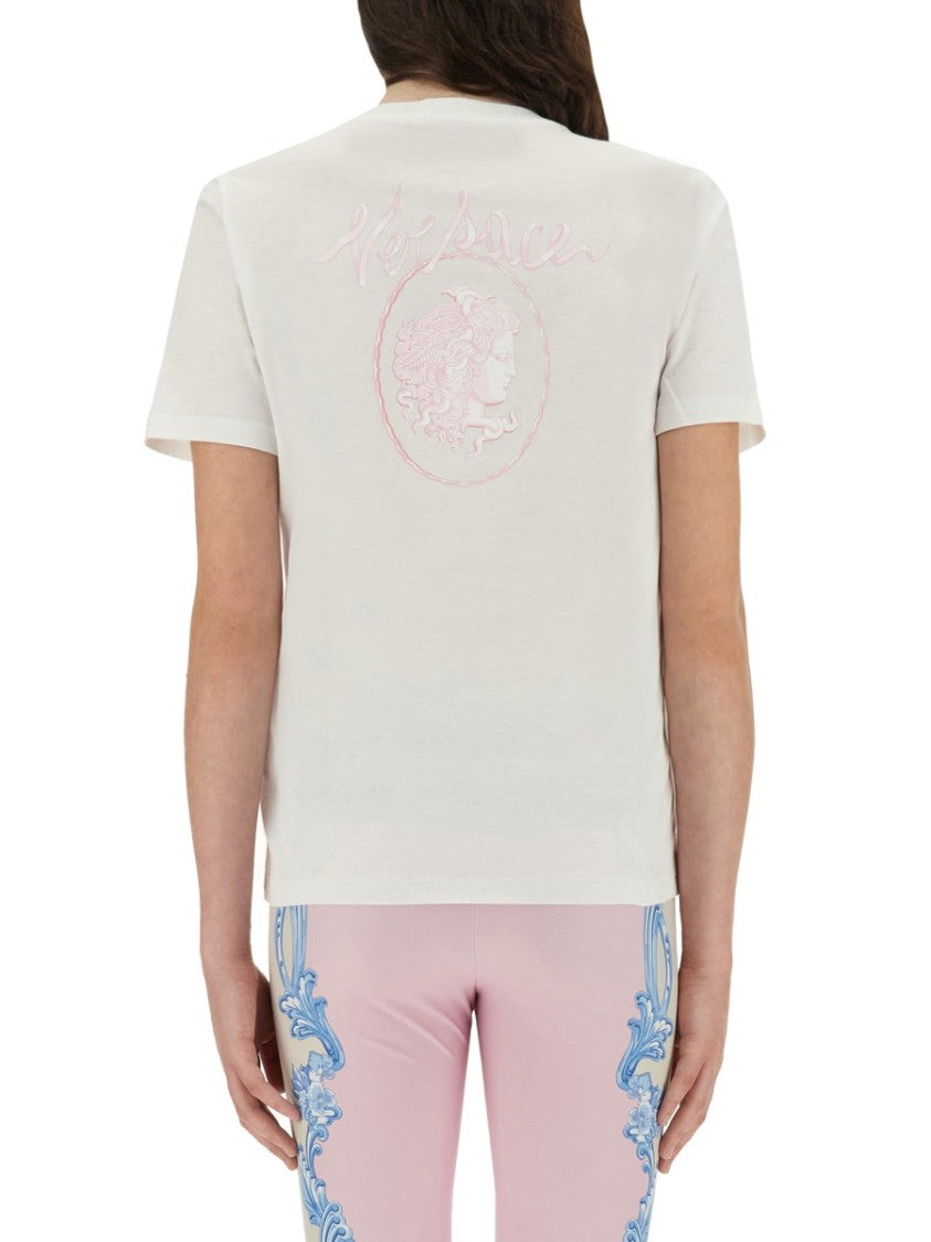 Versace Cameo Logo T-Shirt With Classic Crew Neckline