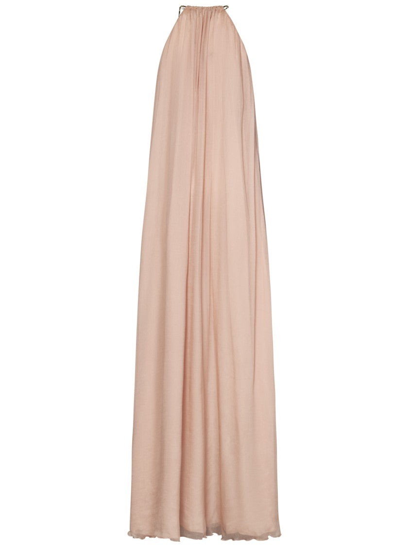 Amen Pink Silk Chiffon Dress With Chain Detailing