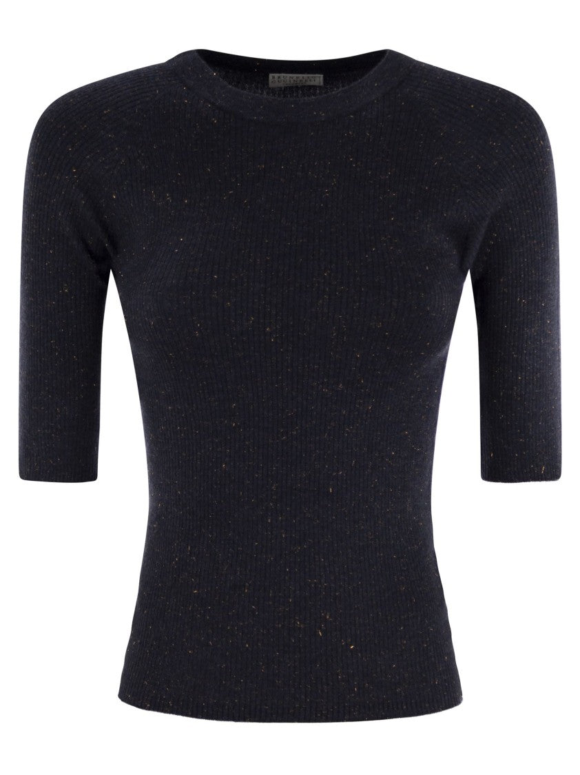 Brunello Cucinelli Sparkling Ribbed Cashmere Sweater