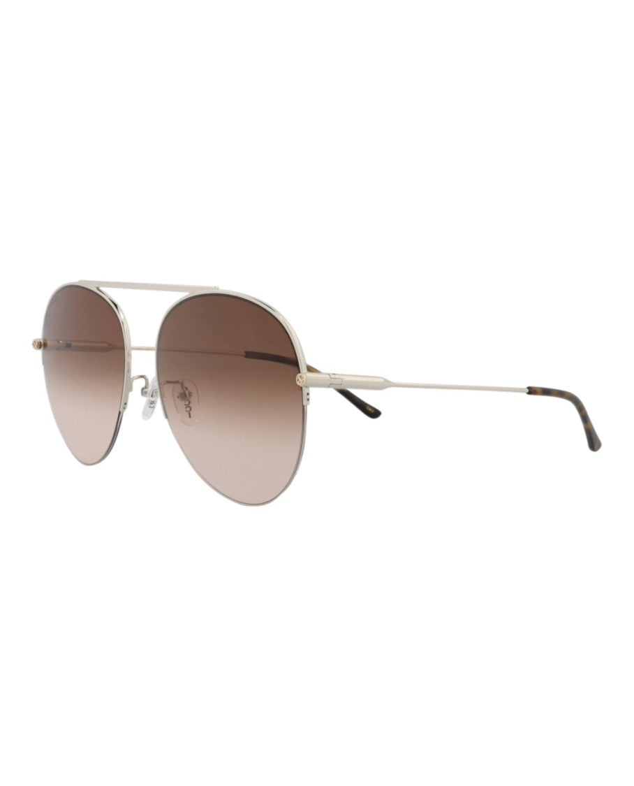 Gucci Aviator-Frame Metal Sunglasses With Gradient Brown Lenses