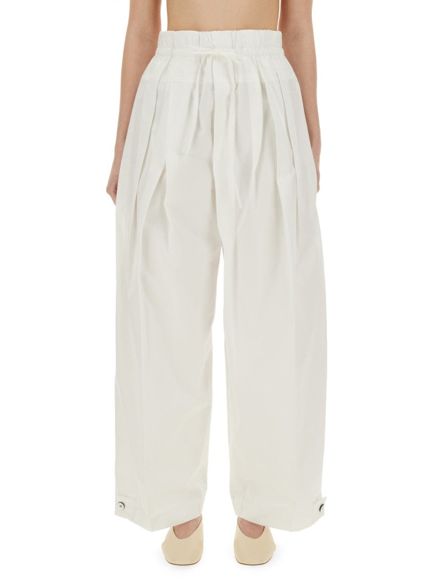 Jil Sander High-Waisted Wide Pants In Cotton Gabardine