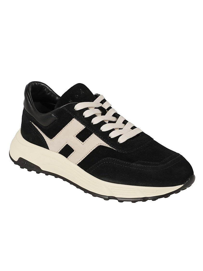 Hogan Black Suede And Leather Sneakers With Iconic 'H' Logo