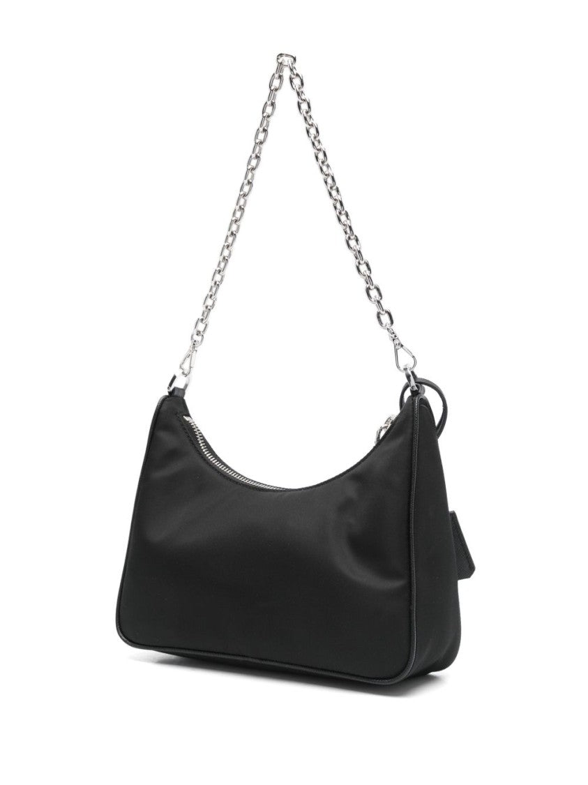 Prada Black Beaded Floral Embellished Bag With Dual Strap Design