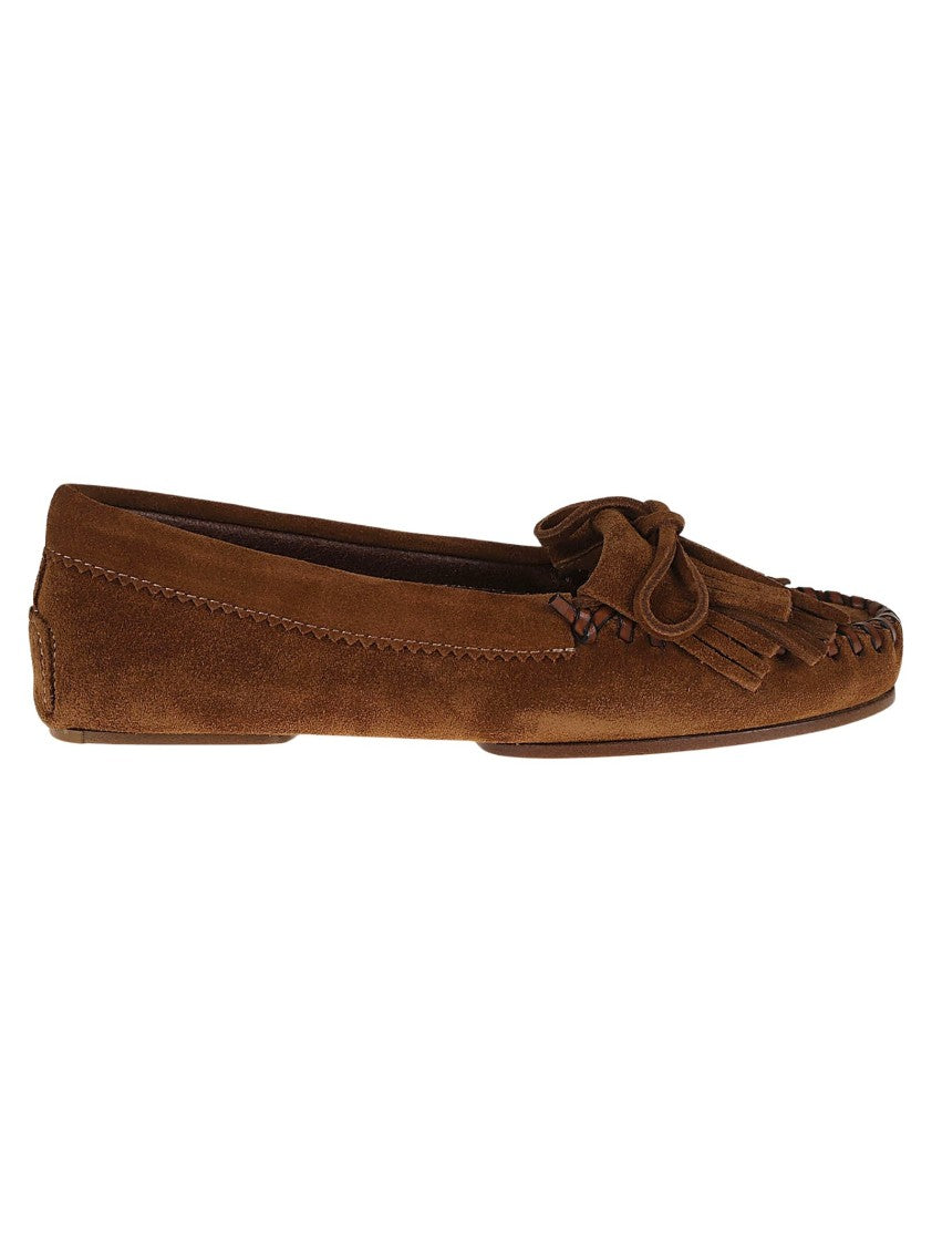 Paris Texas Brown Suede Loafers With Stylish Fringes