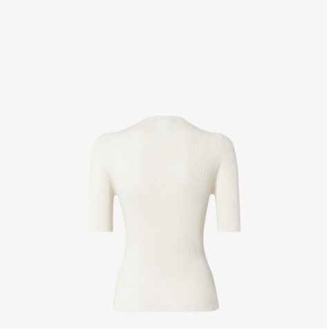 Fendi Fitted Ribbed White Top