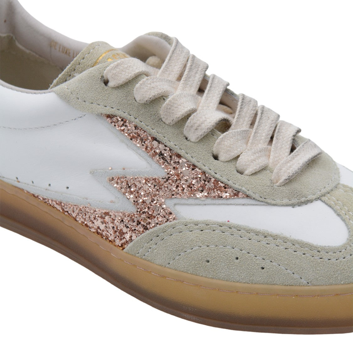Moaconcept White Sneakers With Beige Suede Overlays