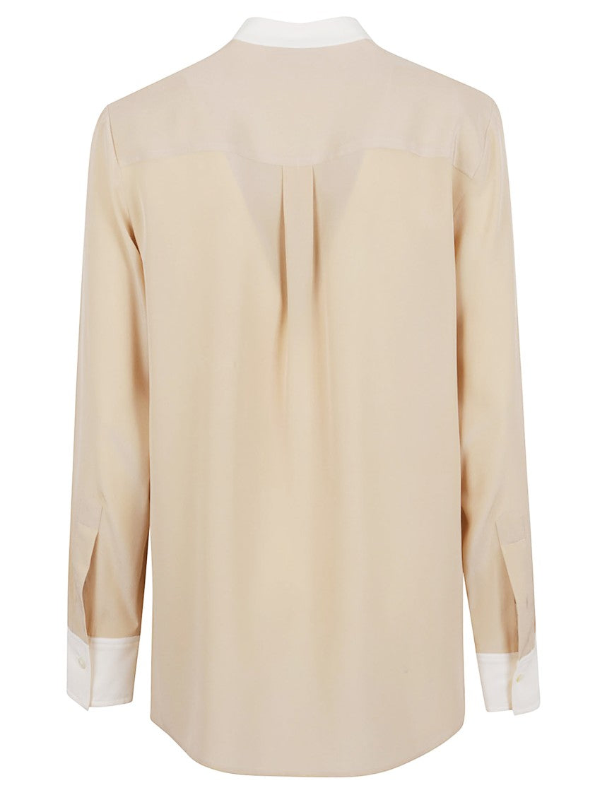 Stella Mccartney Soft Beige Silk Shirt With White Accents