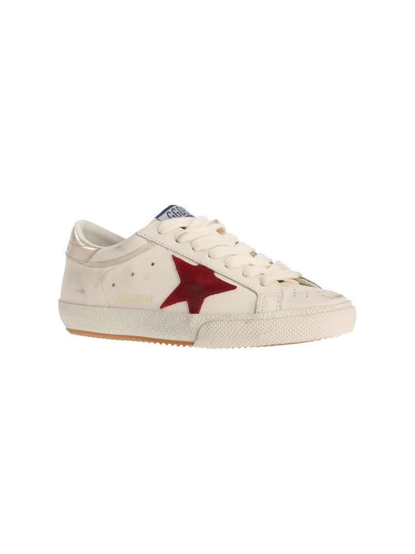 Golden Goose White Super-Star Worn Calf Leather Sneakers