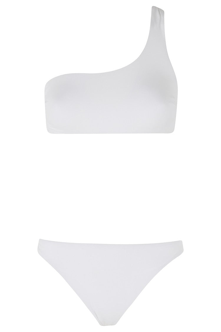 Federica Tosi White One-Shoulder Minimal-Cut Nylon Bikini