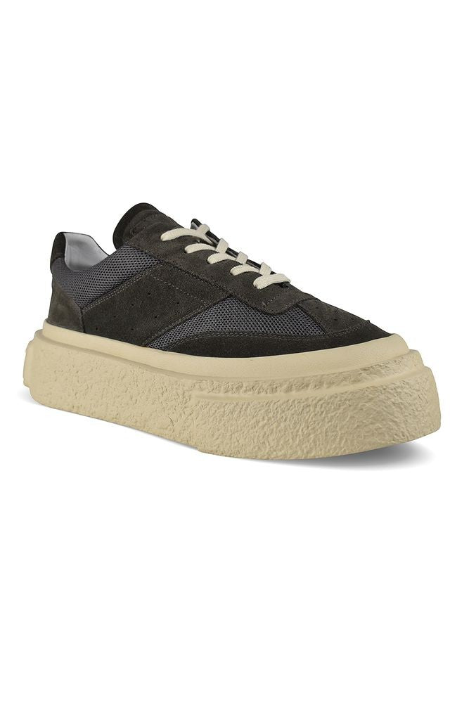 Maison Margiela Khaki Green Suede And Mesh Low-Top Sneakers