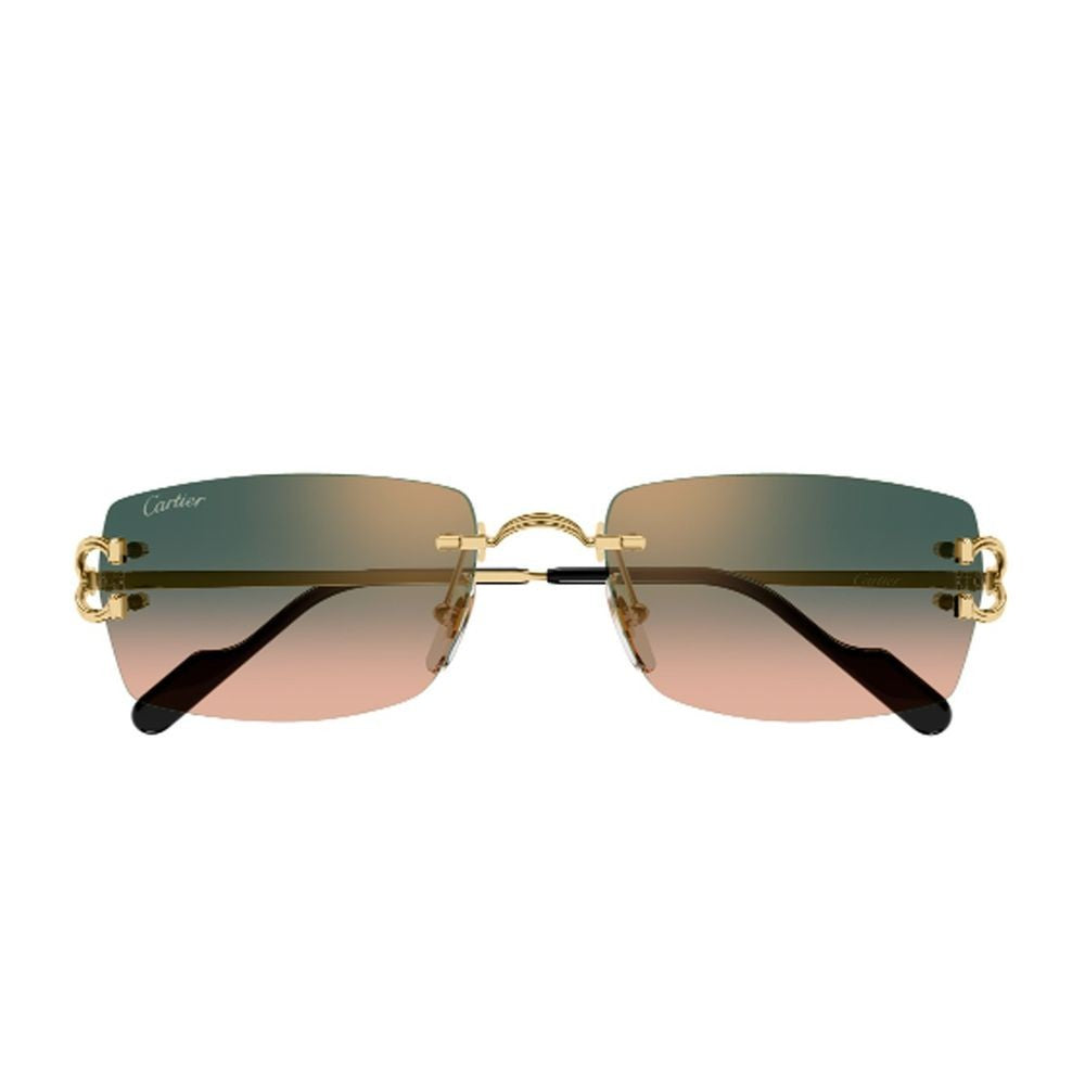 Cartier Rimless Rectangular Sunglasses With Gold-Tone Frame And Gradient Lenses