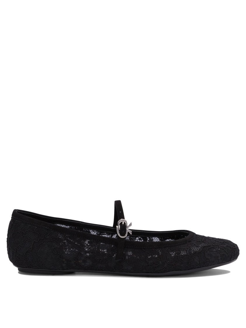 Gianvito Rossi Lace-Overlay Ballerinas With Rubber Sole