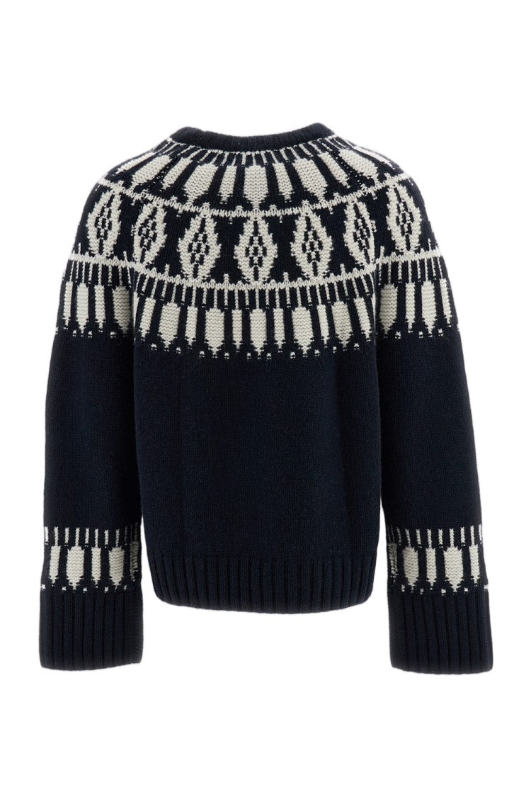 Arch4 Blue White Jackson Fair Isle Cashmere Crewneck Sweater