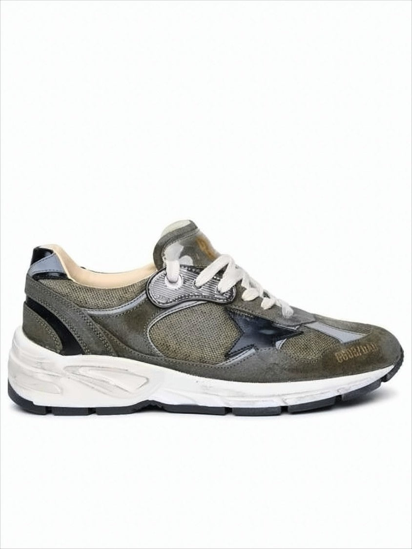 Golden Goose Layered Olive And Grey Sneakers