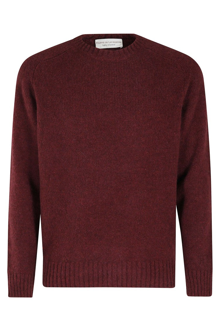 Filippo De Laurentiis Burgundy Crew Neck Alpaca Blend Sweater