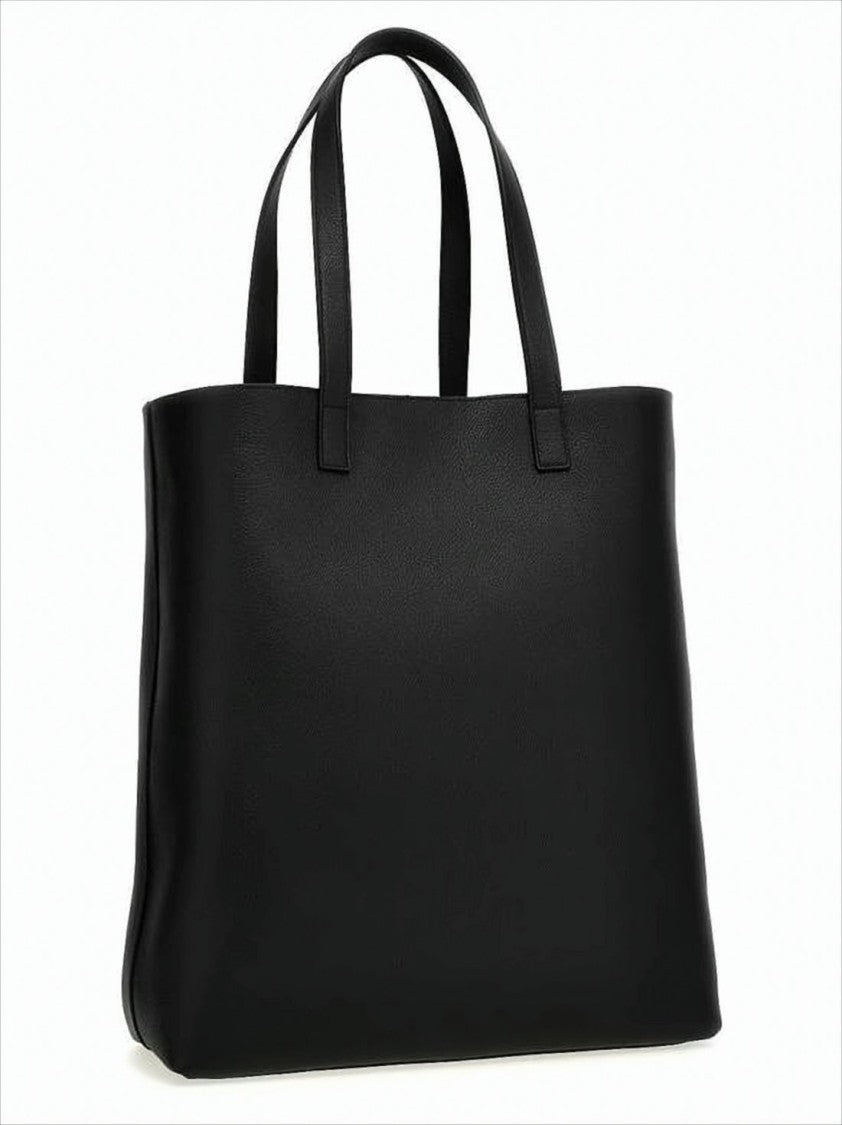 Saint Laurent Structured Black Calf Leather Tote Bag