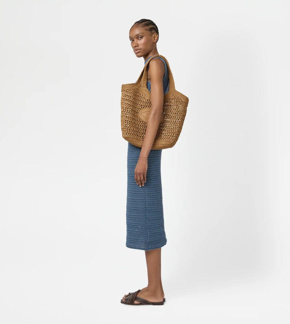 Tod's Spacious Woven Crochet Tote Bag