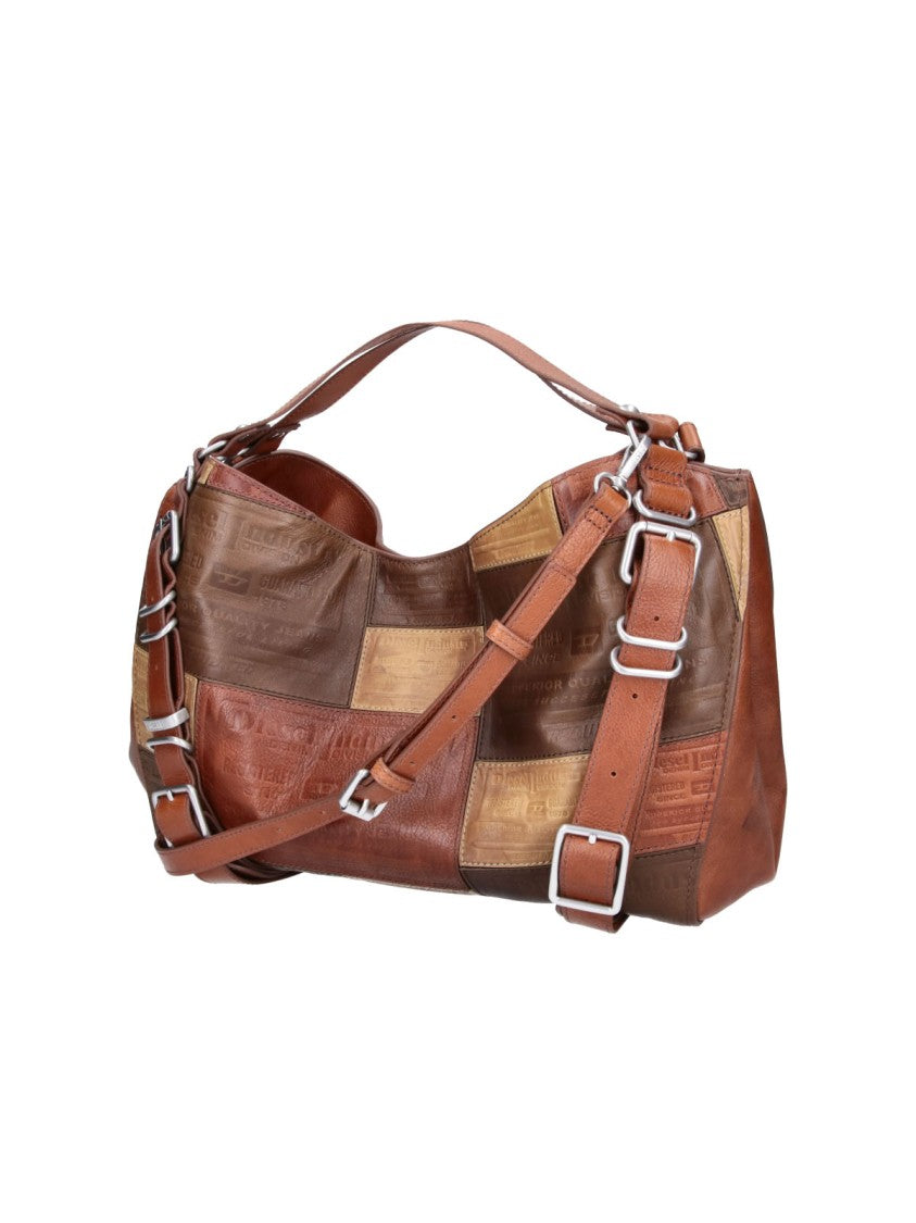 Diesel Brown Patchwork Leather D-One Medium Tote Bag