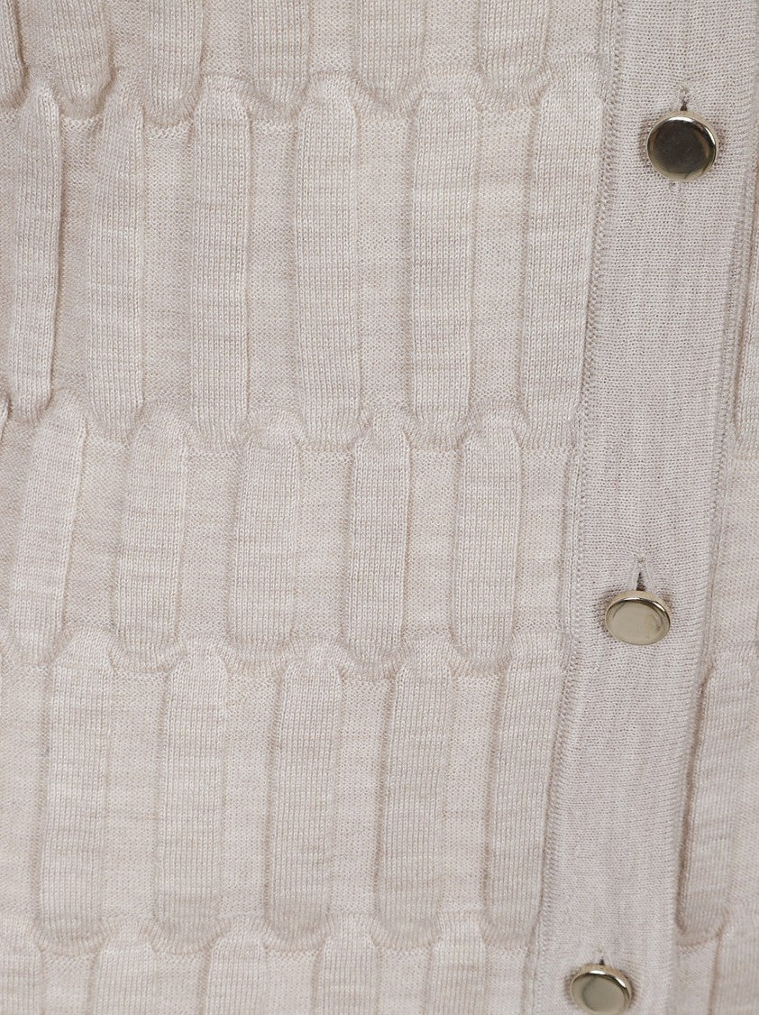 Fabiana Filippi Textured Knit Cardigan With Decorative Clasp