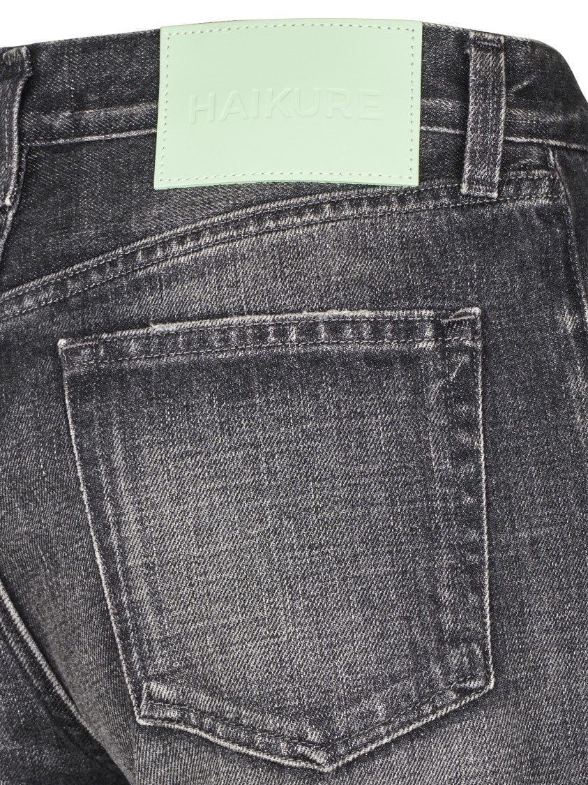 Haikure Wide-Leg Trousers In Faded Black Denim With Classic Five-Pocket Design