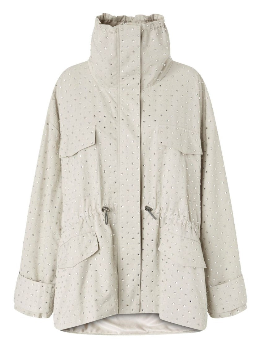 Pinko Tailored Gray Parka With Perforated Design