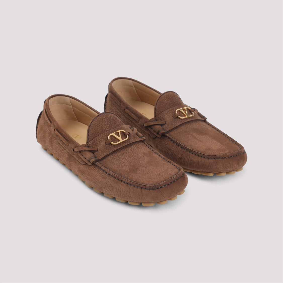 Valentino Garavani Dark Brown Leather Fastaway Driver Lace-Up Shoes