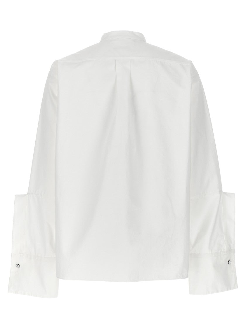 Jil Sander Boxy-Fit White Cotton Shirt With Mandarin Collar