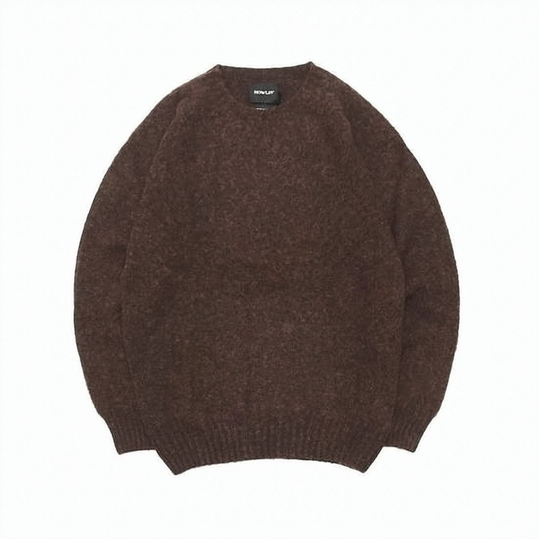 Howlin Rich Brown Wool Sweater With Classic Crew Neckline