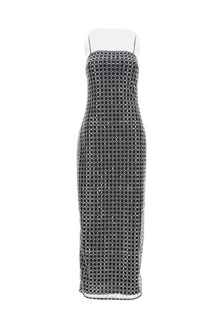 Rotate Birger Christensen Symmetrical Sequin Embroidered Fitted Long Dress