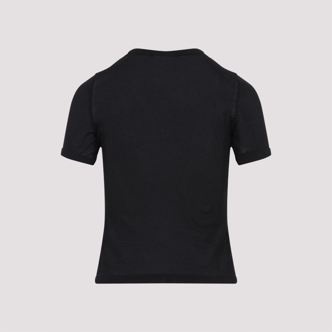Courrèges Textured Mesh Black Short-Sleeved Top