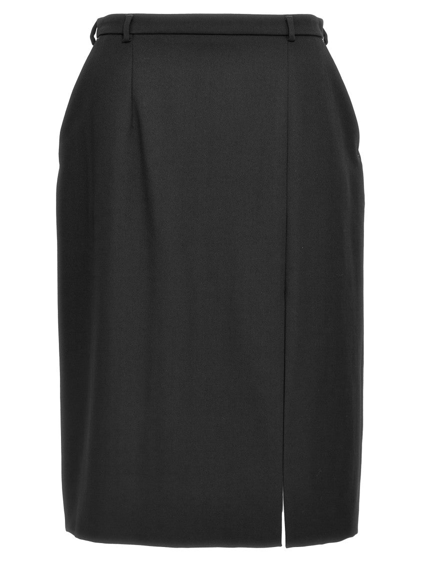 Dolce & Gabbana Wool Skirt With Front Split And Discreet Back Zip Closure