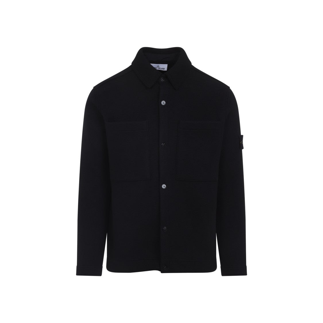 Stone Island Classic Collared Black Wool Sweater