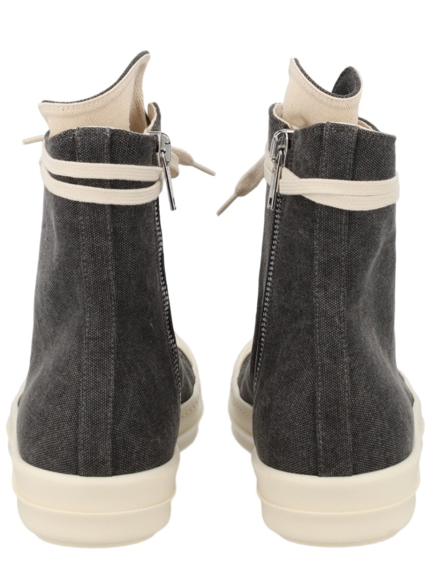 Drkshdw By Rick Owens Grey Cotton Textured High-Top Sneakers