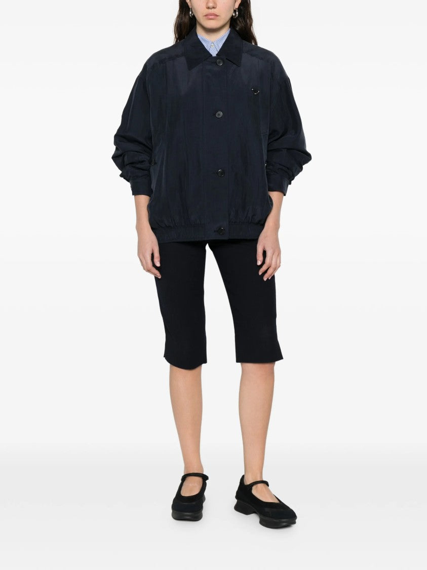Prada Seta Lavata Button-Up Minimalist Jacket